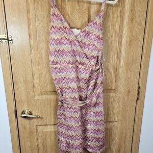 Multicolor Chevron Wrap Dress